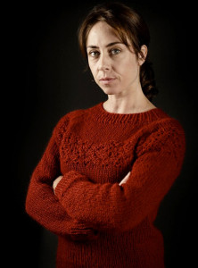 Sophie Grabol in her new knitwear